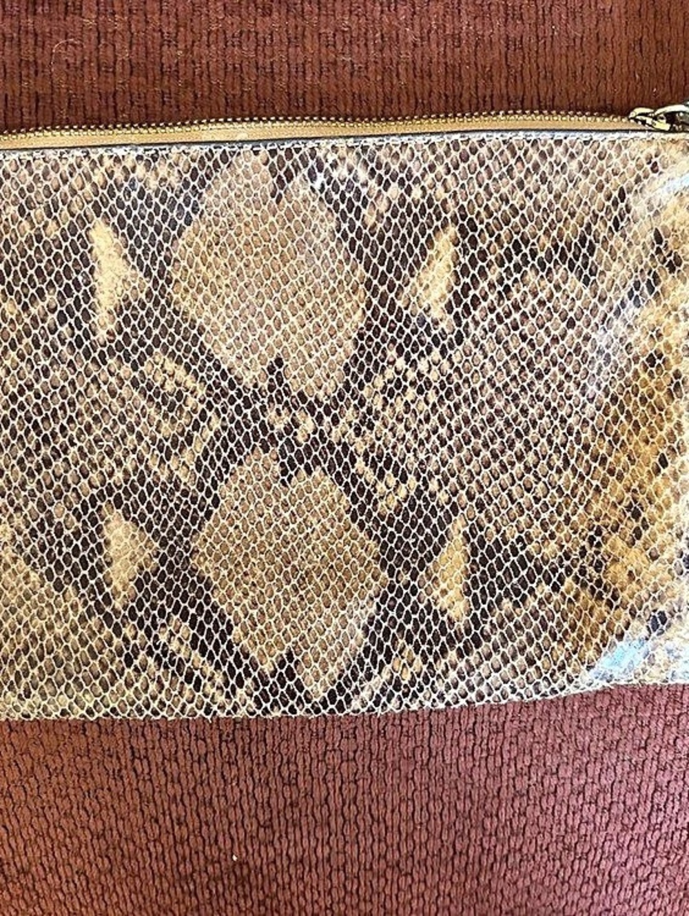 GILI Snake Print Cosmetic Pouch Brown